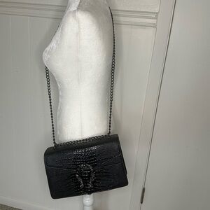 Elegant crossbody shoulder bag Black Crocodile Texture